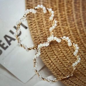 Gold plated Hoop pearl earrings